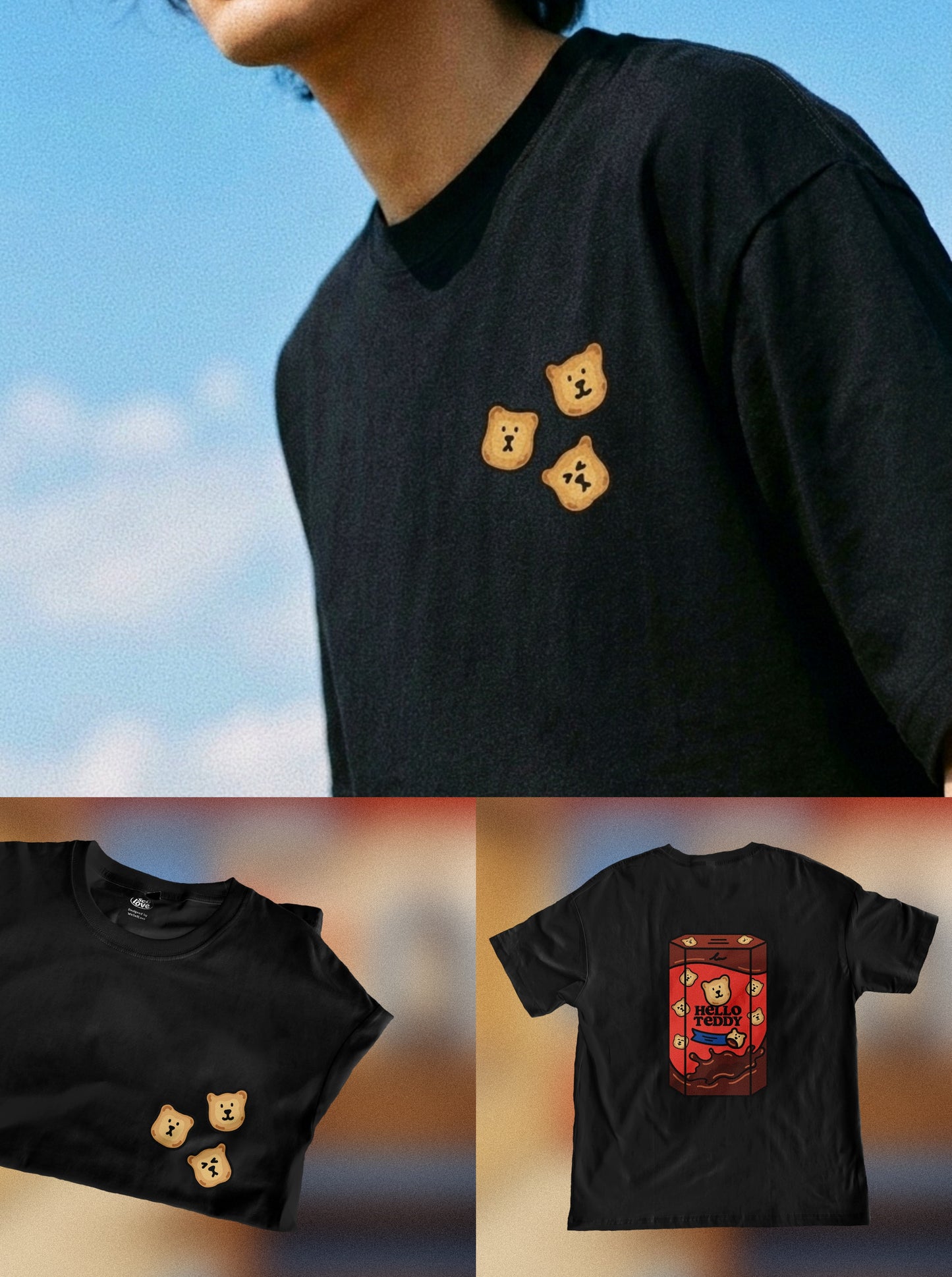 Hello Teddy ๐ป T-Shirt: Black