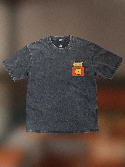 Traditional Kaya Toast 🍞 Acid Wash Oversized T-Shirt: Storm Grey