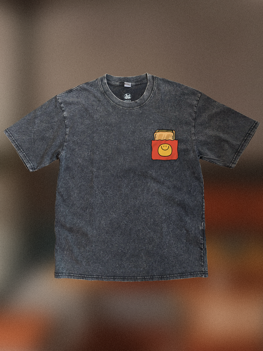 Traditional Kaya Toast 🍞 Acid Wash Oversized T-Shirt: Storm Grey
