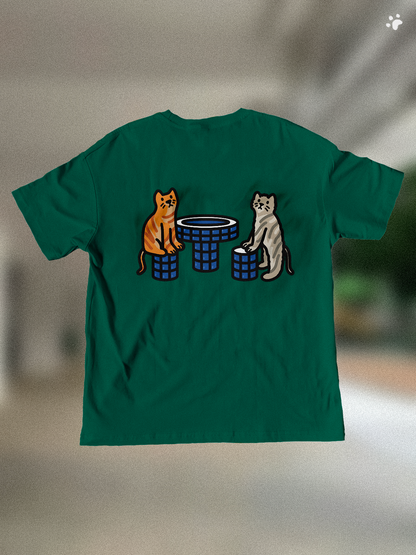 Void Deck Kitties 🐈 T-Shirt: Forest Green