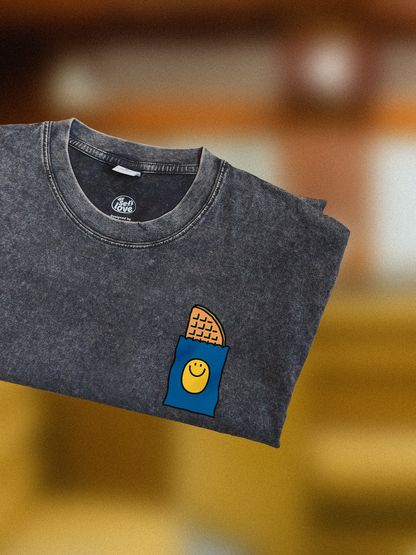 Neighbourhood Waffle 🧇 Acid Wash Oversized T-Shirt: Storm Grey