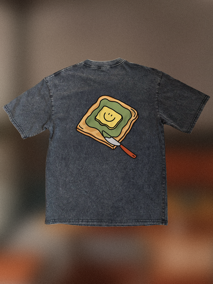 Traditional Kaya Toast 🍞 Acid Wash Oversized T-Shirt: Storm Grey