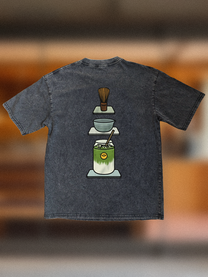 Too Matcha to Handle 🍵 Acid Wash Oversized T-Shirt: Storm Grey