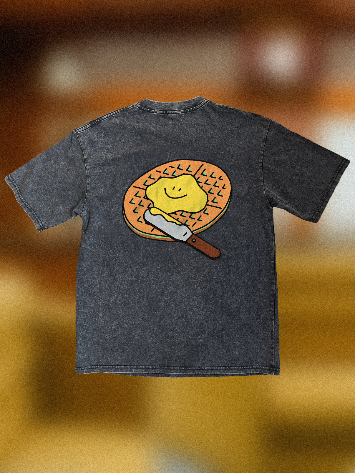 Neighbourhood Waffle 🧇 Acid Wash Oversized T-Shirt: Storm Grey