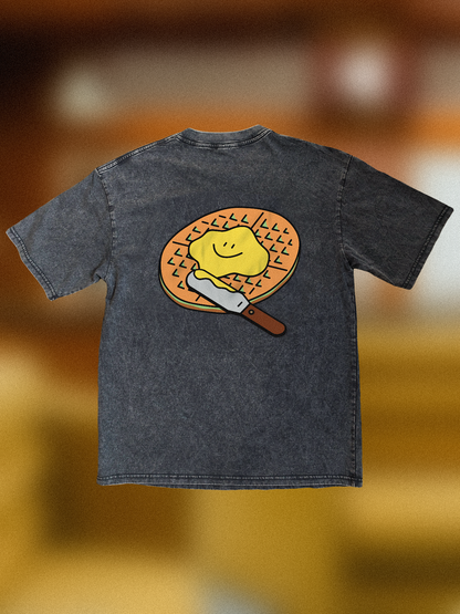 Neighbourhood Waffle 🧇 Acid Wash Oversized T-Shirt: Storm Grey