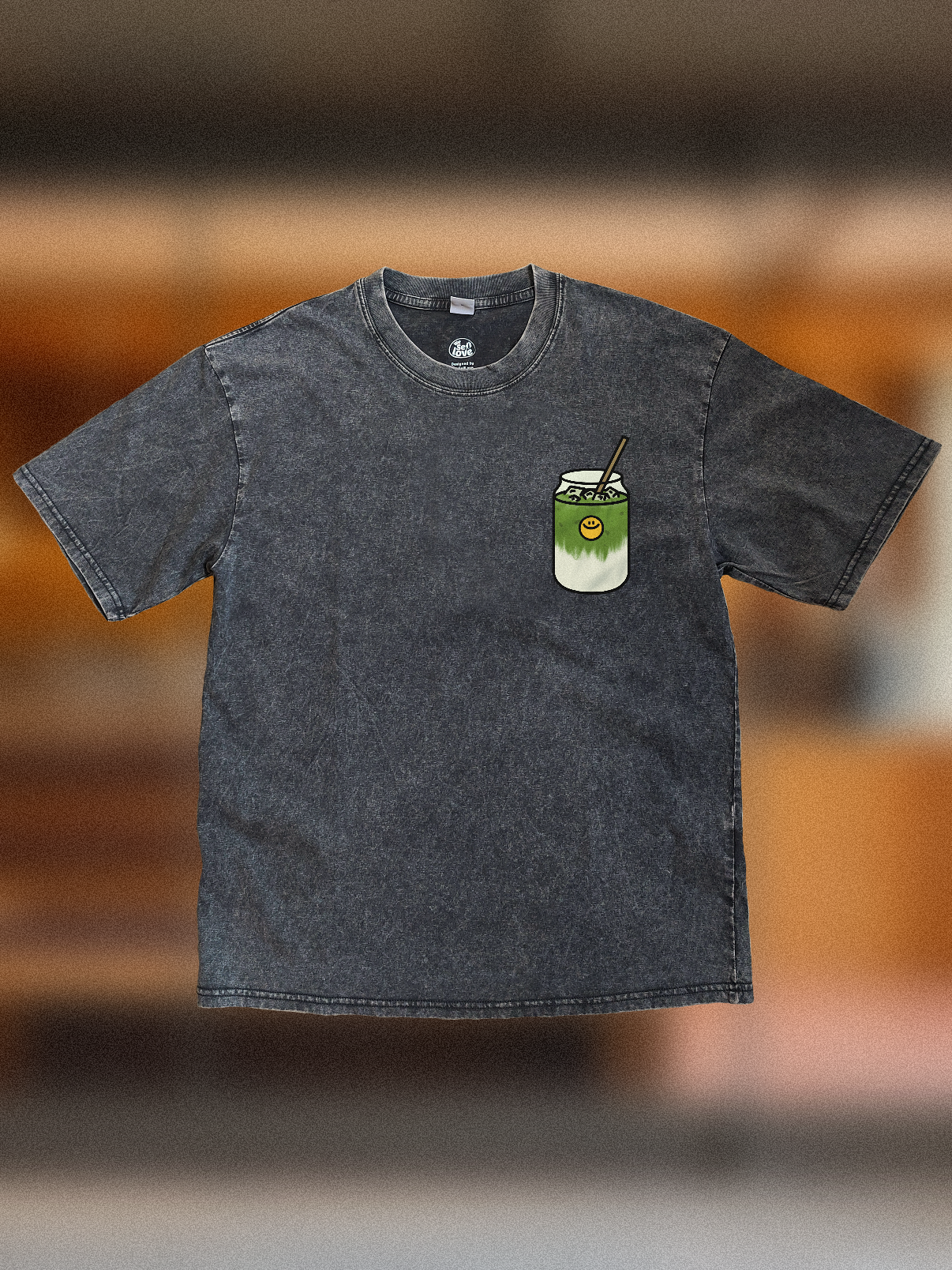 Too Matcha to Handle 🍵 Acid Wash Oversized T-Shirt: Storm Grey