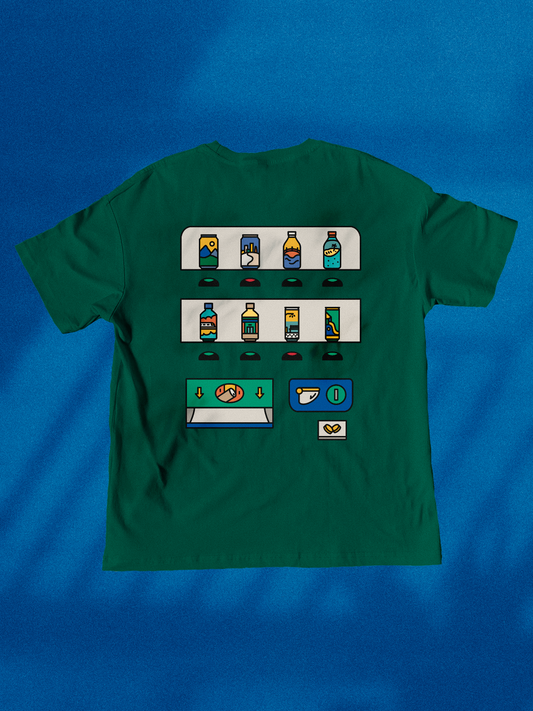 Wanderlust Vending Machine 🌐 T-Shirt: Forest Green